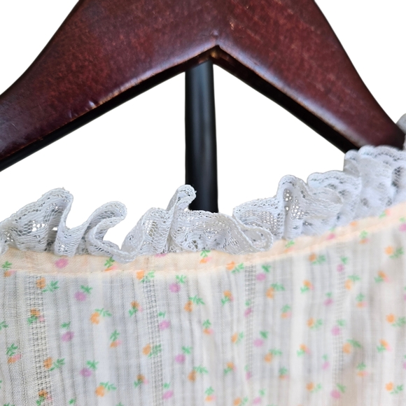 Vintage Girls Prairie Cottagecore Dress Lace Floral Gauze - Picture 4 of 9
